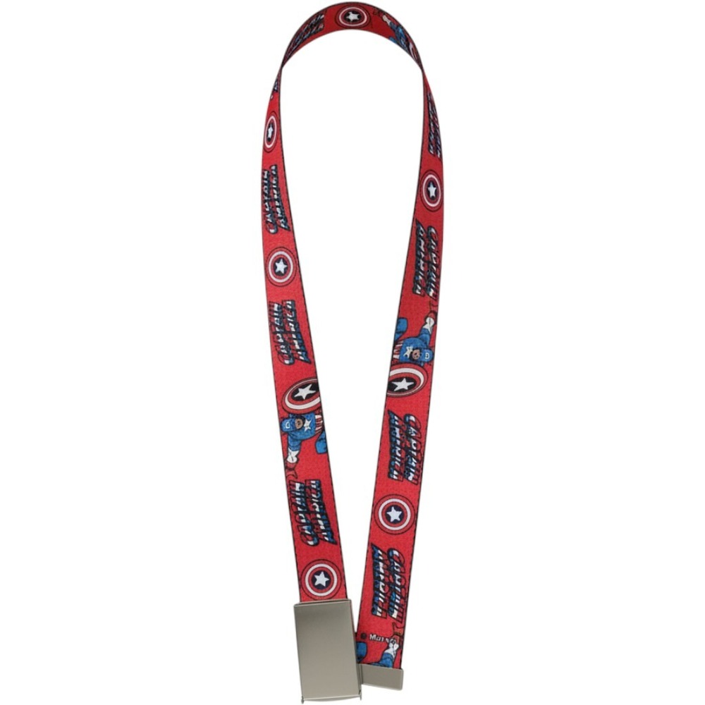 Marvel Captain America Buckle-Down Web Belt Red Graphic Shield Mens One Size NEW